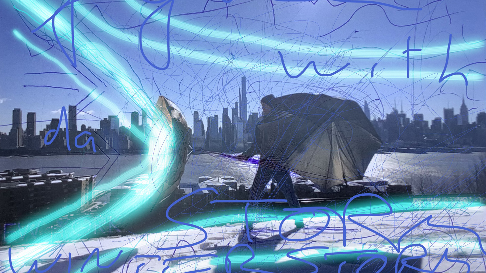 Jan Démoulin, Winterstorm, 2024, iPad Drawing auf Videostill