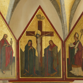 Bernhaupten, Kirche St. Jakobus: Spätgotisches Triptychon, um 1475 ©Landratsamt Traunstein