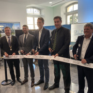 Eröffnung des Innovationslabors mit Oberbürgermeister Christian Hümmer, Landrat Siegfried Walch, Staatsminister für Wissenschaft und Kunst Markus Blume, Ministerpräsident Dr. Markus Söder und Präsident der TH Rosenheim Prof. Heinrich Köster